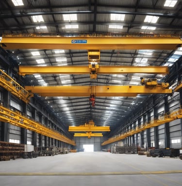 3 bridge cranes with a wire rope hoist in a large factory
