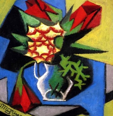 Cubist vase of flowers