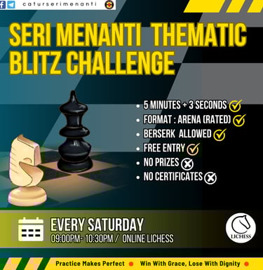 Malaysia Chess. Catur Malaysia. Seri Menanti Online Thematic Blitz Challenge Series