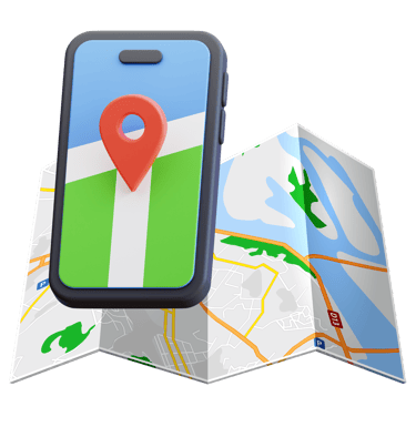 a phone phone with a map of a map of a location