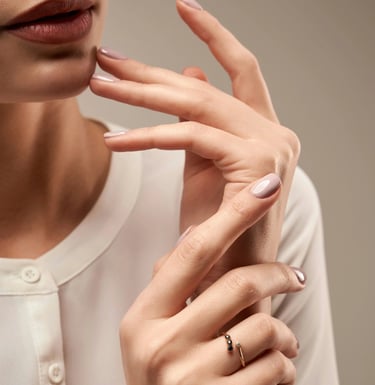 a woman with medium nails