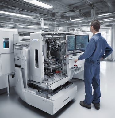 woman standing in front of the digital machine