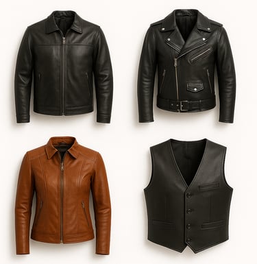 Leather jackets and apparel for fashion and outerwear, export quality leather garments
