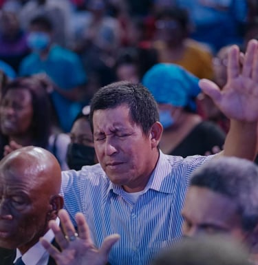 a man in a blue shirt and a woman in a blue shirt