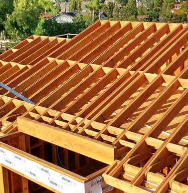 Wood framed roof of two story home located in Laguna Hills California