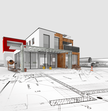 Visualización arquitectónica: de planos a render 3D de vivienda moderna.