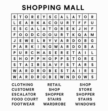 Shopping Mall Word Search 
