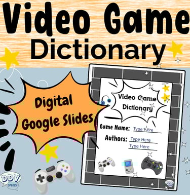 video game dictionary activity for middles chool speech therapy