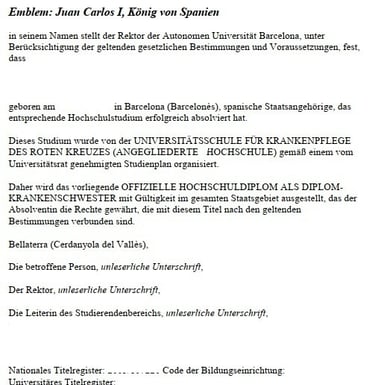 Traducción jurada alemán de Diplomatura española