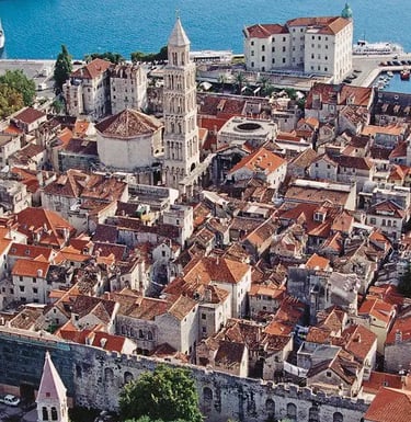 Aerial view of Diocletian’s Palace old town in Split, UNESCO World Heritage site