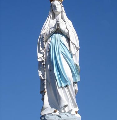 Pèlerins en prière au sanctuaire Notre-Dame de Lourdes