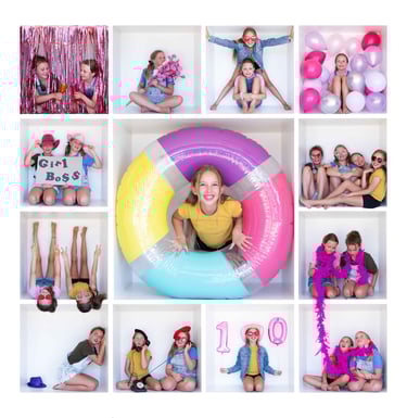 Children and kids fun portrait photography sessions with props and costumes at In The Box Studio Per