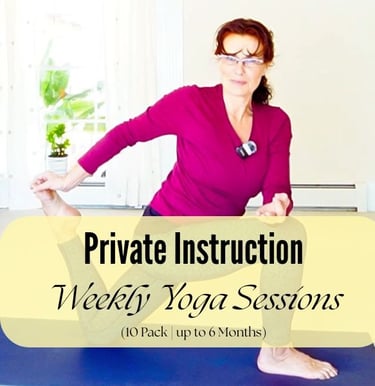 Woman smiling while practicing lunge yoga pose