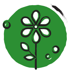 icoon in groen en zwart-wit van een bloem