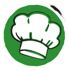 icoon in groen en zwart van koksmuts