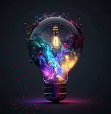 Brightly colored bulb representing brilliant ideas