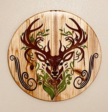 Epoxy and wood inlay DEER wall art. DIMENSION 22"