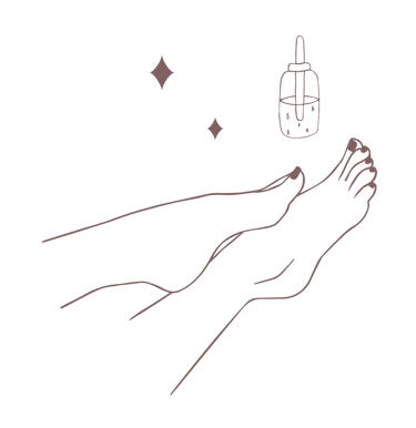 Illustratie van verzorgde voeten met sprankelende accenten.