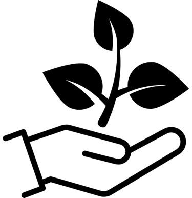 desenho de uma mão sustentando uma planta