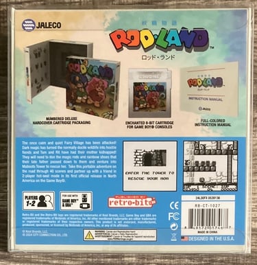 Retro-Bit Rod-Land Game Boy Backside of Box