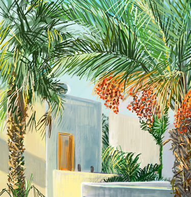 Kos hotel scene - digital postcard