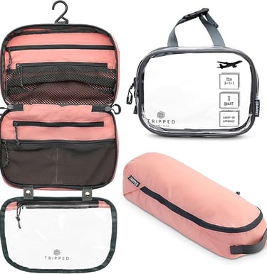 a set of three clear bags with a zippered case