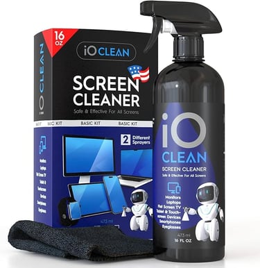 a bottle of cleansering cleaner with a cleaning cloth