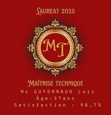 artisan reconnu pour sa maitrise technique en 2025 avec une réussite de 98.7%