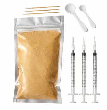 baby bird feeding formula in foil pouch with syringes and crop tubes