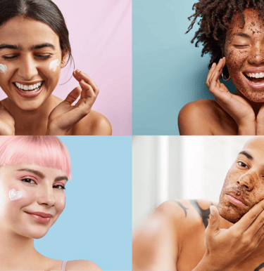 multiple ethnicty and genders using cafines all natural skincare products