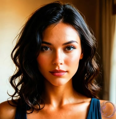 Closeup portrait of fictional erotic stories character Kira by Ophelio