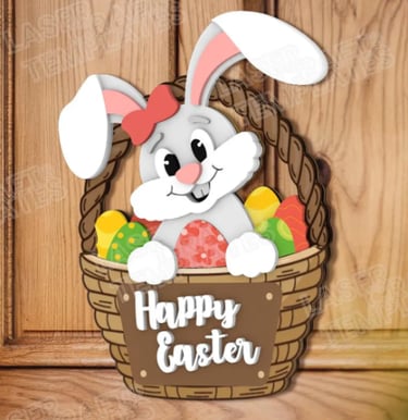 Osterkranz Holz Hasenmotiv kleine Größe, 20x20 cm, handgefertigt, bunt bemalt, Haustür Dekoration, O