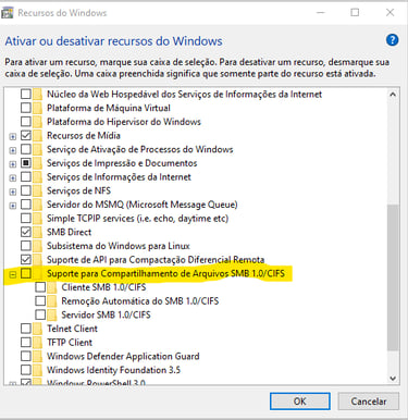 Desativação de Protocolos Legados, SMB v1