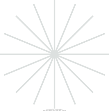 Minimalist white starburst graphic with radiating lines on a solid black background.