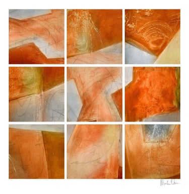 Abstract photographic collage built from layered stone textures with a fragmented geometric arrangement