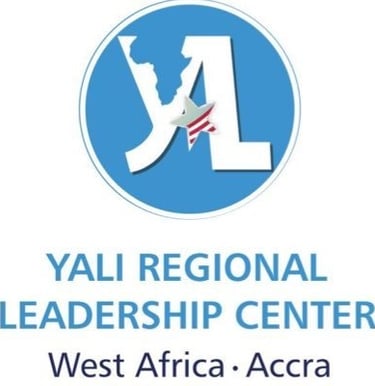 YALI Regional Leadership Center West Africa Accra logo with blue globe icon and map silhouette.