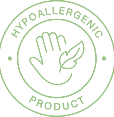 Hypoallergenic product symbol with a hand and a leaf