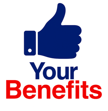 a thumbs up with the words your benefits