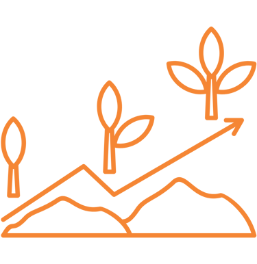 Icon of plants showing a growth trajectory