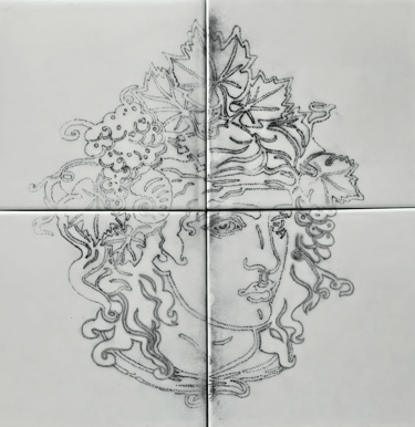 Primer paso de aplicación de la técnica mayólica en cerámica - punteado