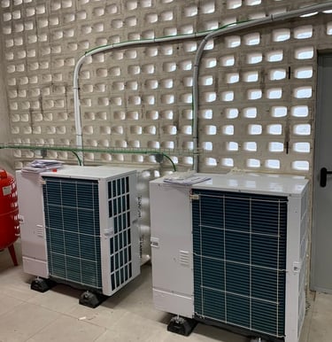 Aparatos de aerotermia en un sótano 