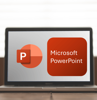 Picture of a laptop with Microsoft PowerPoint