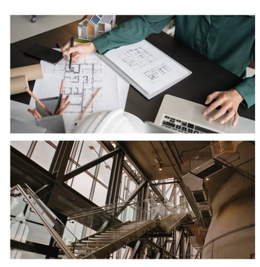 Structural steel components.