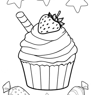 delicous cupcake coloring page