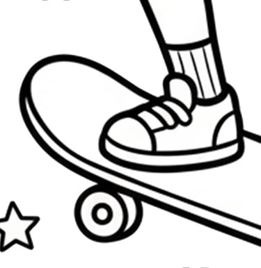 a skateboarder's feet on a skateboard