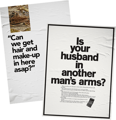 Twee typografische affiches met vragen