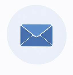 Minimalist blue envelope icon for email contact and digital messaging notification.