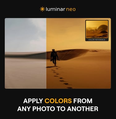 Luminar Neo Photo Editing Apply Colors From Any Other Photo to Another