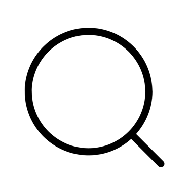 Minimalist black outline search icon or magnifying glass symbol for website navigation.