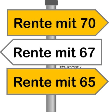 Rente mit 65 - Rente mit 67 - Rente mit 70 - Infografik - Schaubild #fraulehrerin17